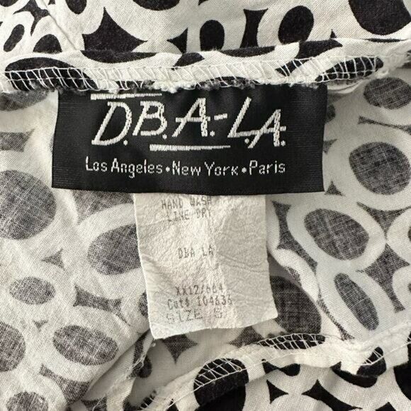 Vintage DBA-LA Sun Dress Overlap Wrap Tie Body Flattering Size S Black & White - Picture 14 of 15